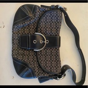 COACH leather and cloth black and grey purse